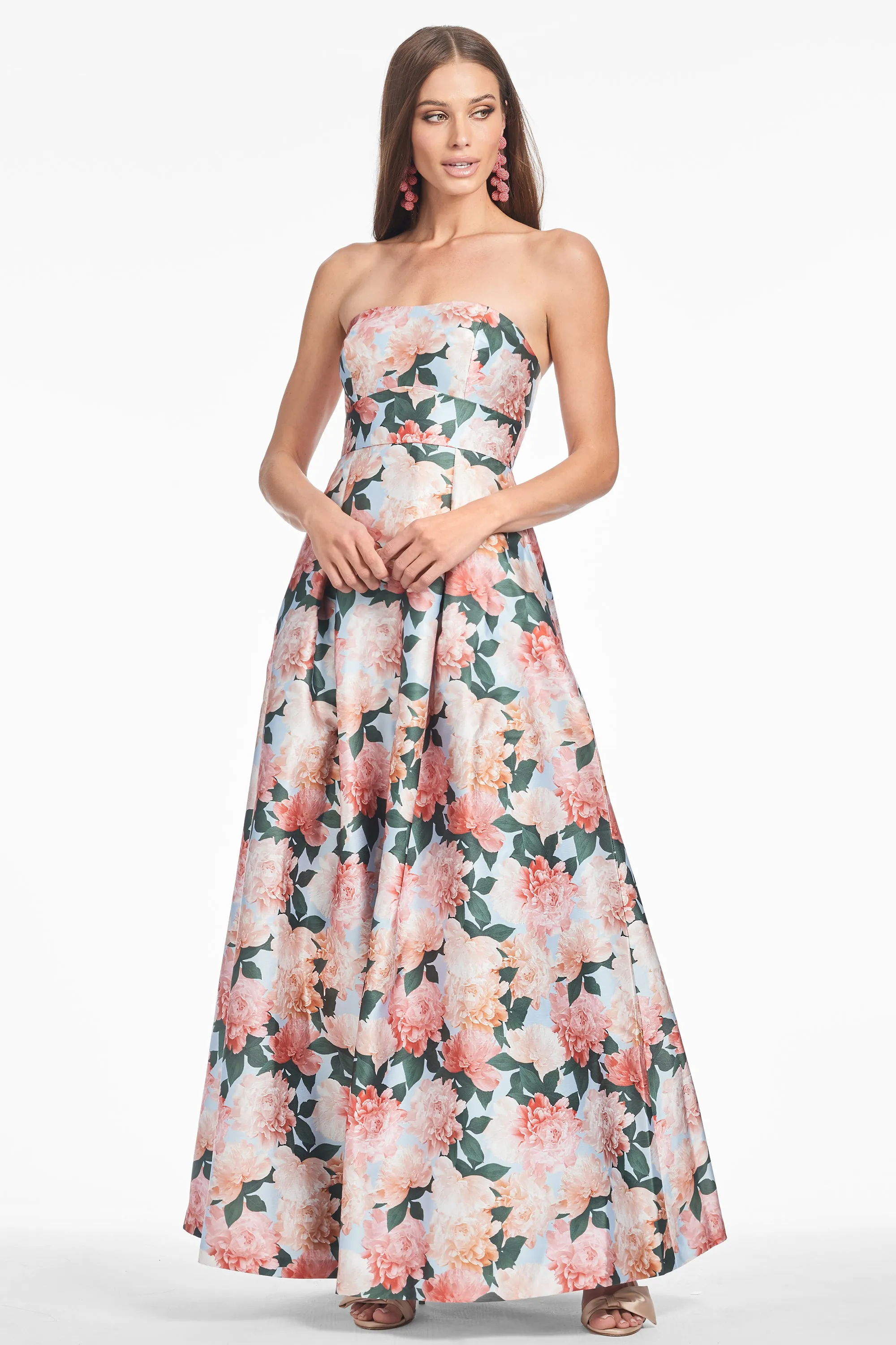 GIOVANNA GOWN - PEACH PEONIES - FINAL SALE sold by Sachin + Babi