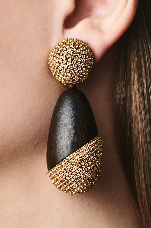 CHRISTINA EARRINGS - ROBLE WOOD/CHAMPAGNE made by Sachin + Babi