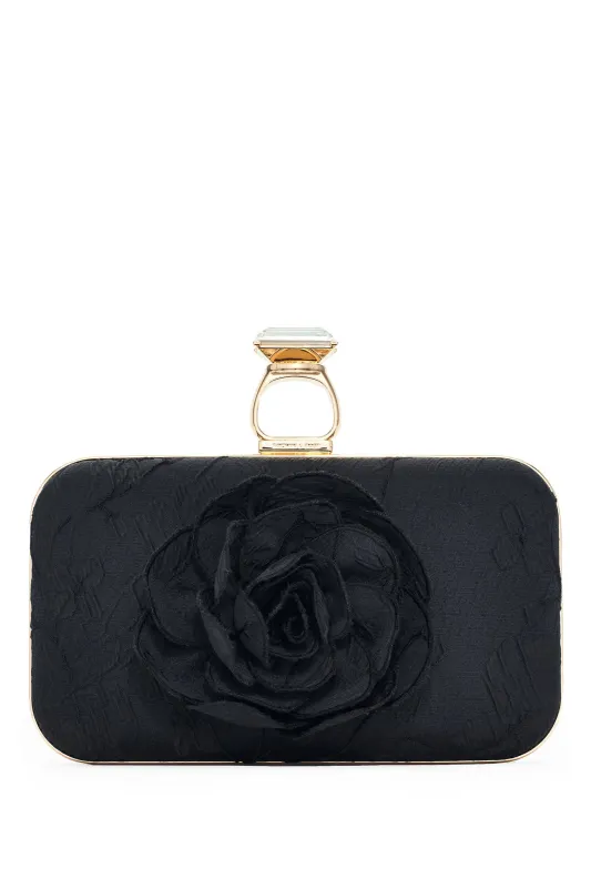 ON THE ROCKS WITH ROSE CLUTCH - BLACK sold by Sachin + Babi