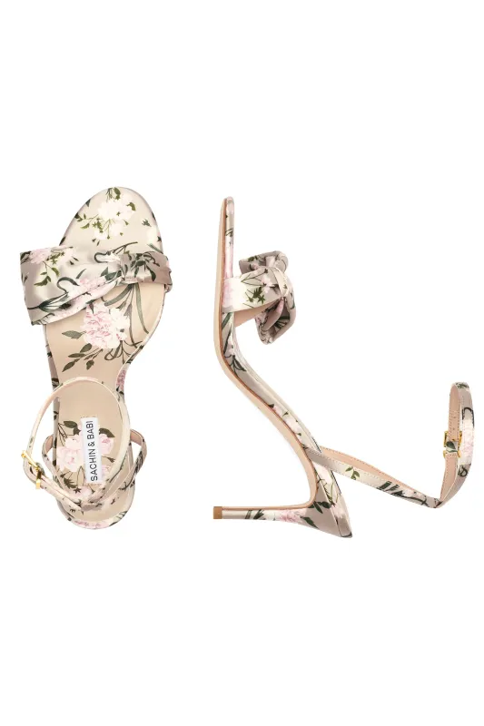 CHELSEA OBI-BOW OPEN TOE - PEWTER ENGLISH ROSE sold by Sachin + Babi