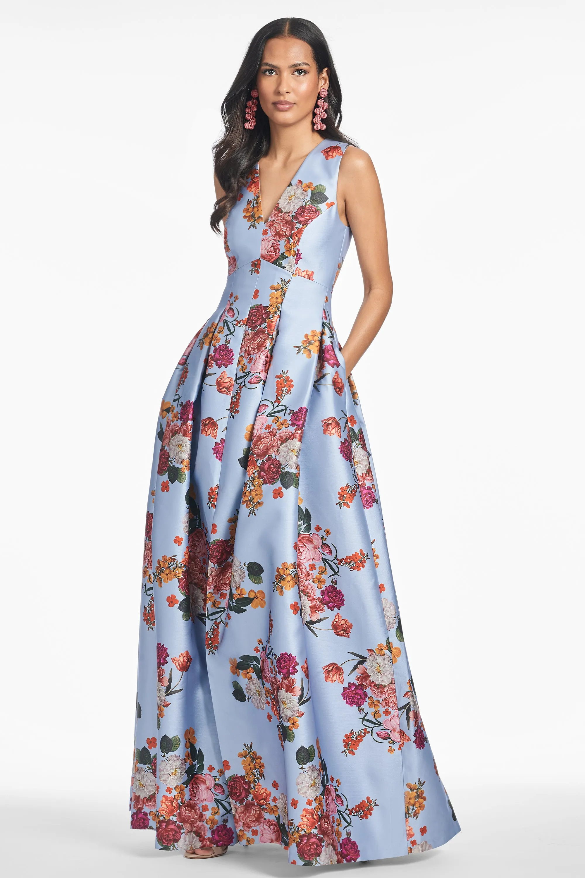 BROOKE GOWN - GLACIAL BLUE BRIGHT BOUQUET sold by Sachin + Babi product image thumbnail 2