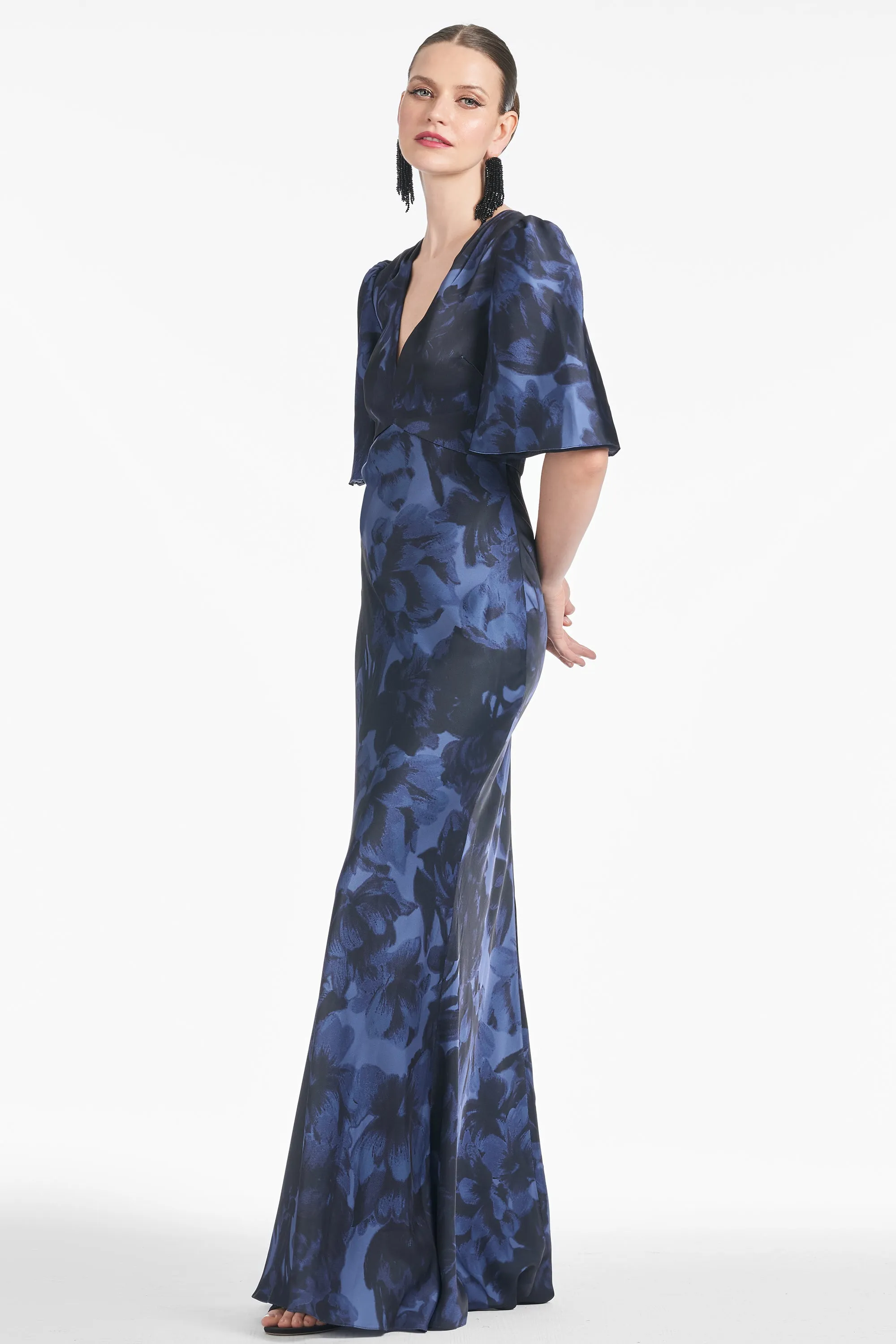 MAE GOWN - DEEP OCEAN BOUQUET - FINAL SALE sold by Sachin + Babi