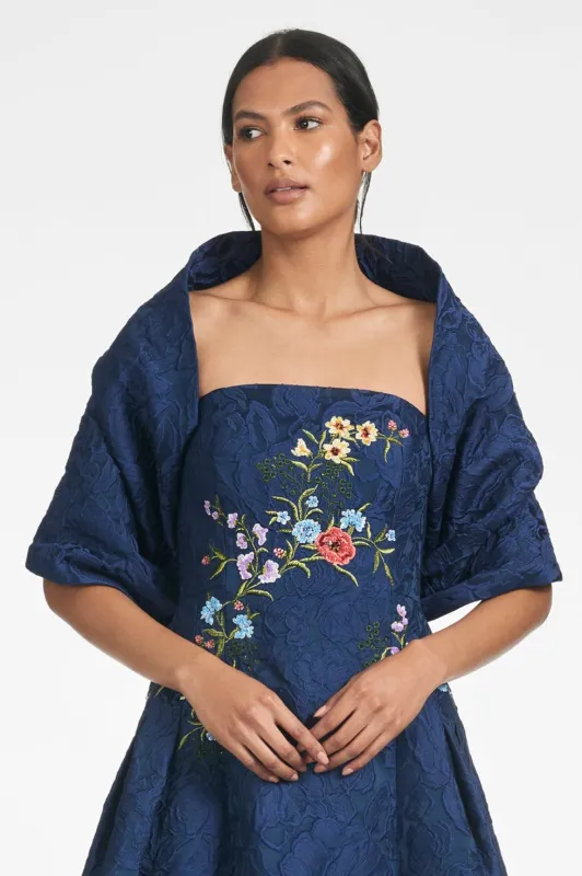 THE HUG SHAWL - MIDNIGHT JACQUARD CLOQUE sold by Sachin + Babi