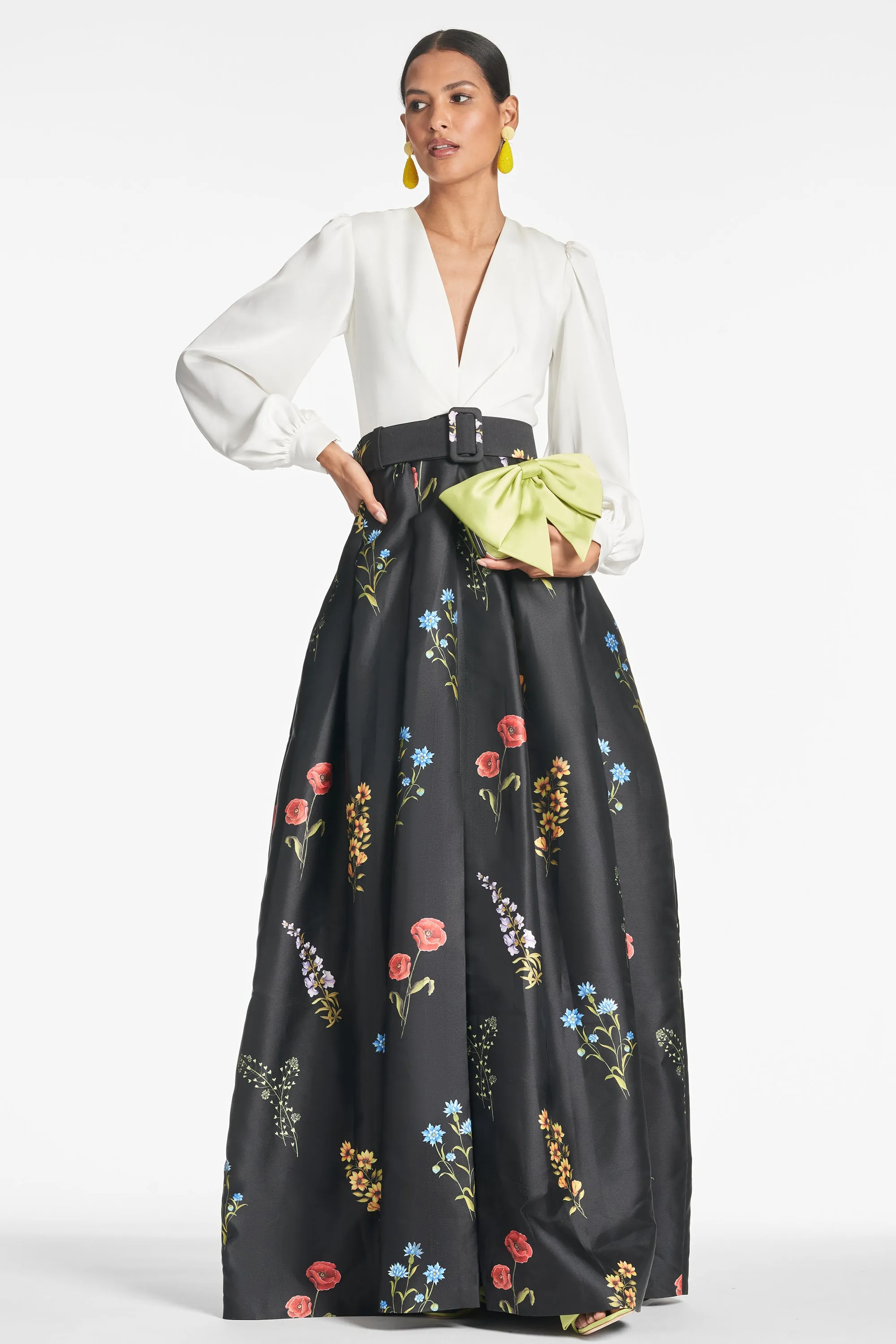 Zoe Gown - Off White/Noir Bouquet sold by Sachin + Babi product image thumbnail 2