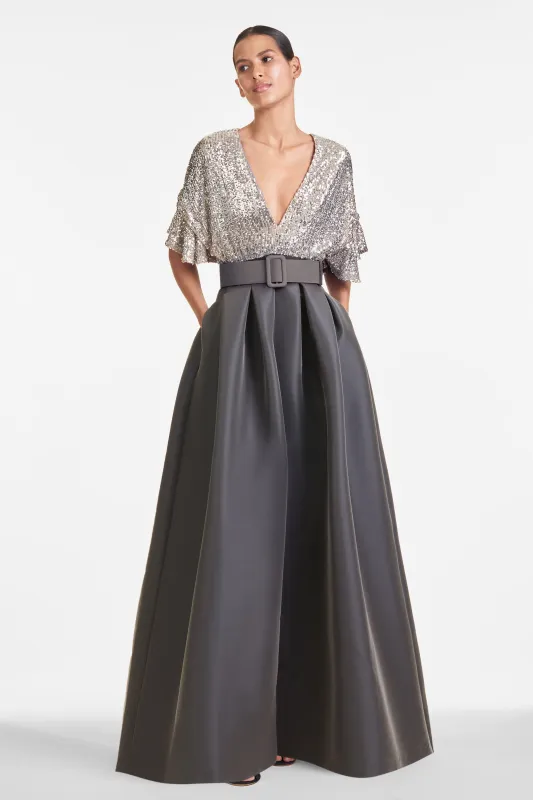 Simone Gown - Silver/Charcoal sold by Sachin + Babi