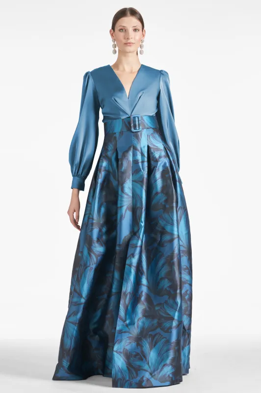 Zoe Gown - Smokey Slate/Tonal Petal sold by Sachin + Babi