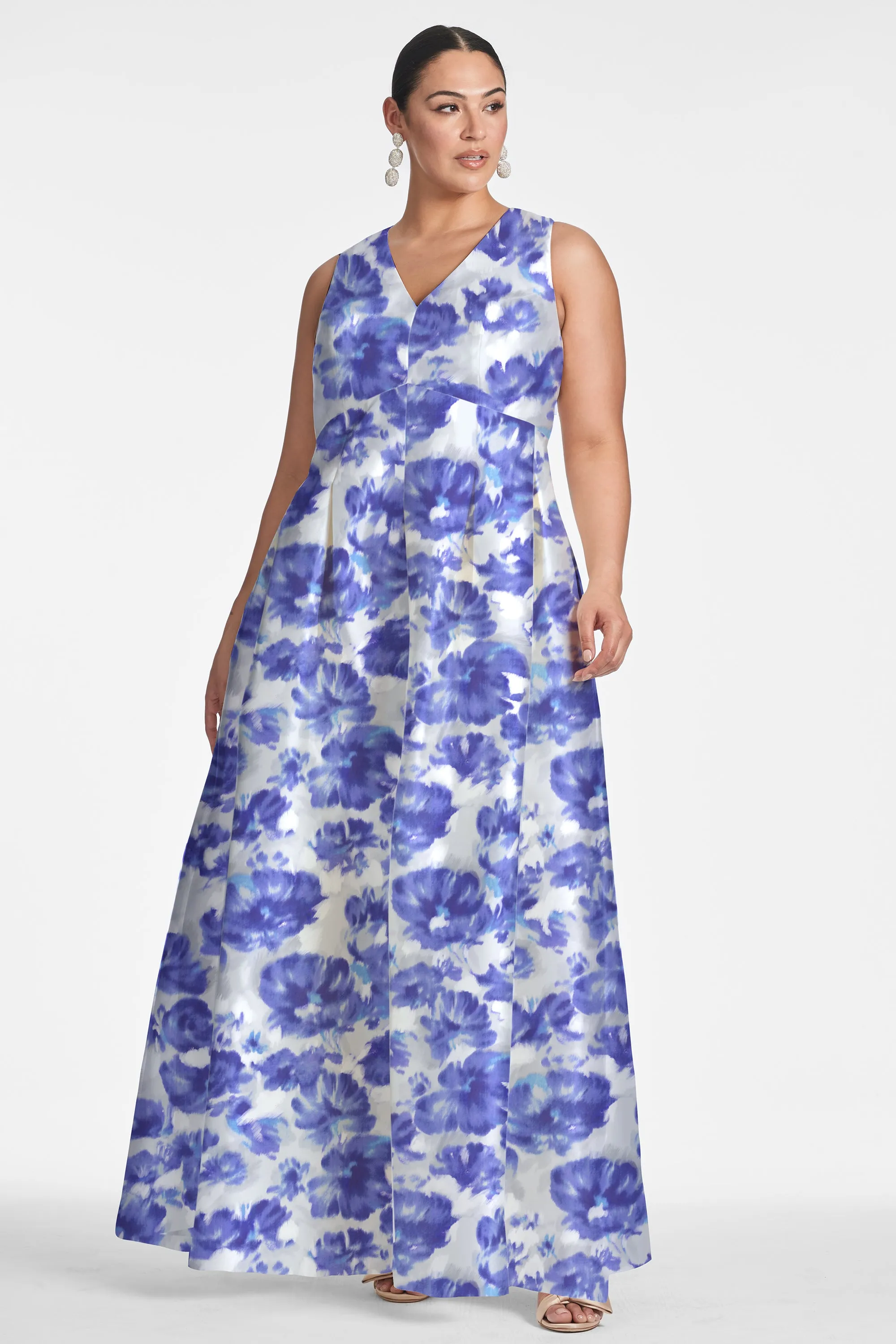 BROOKE GOWN - AZURE WATERCOLOR FLORAL - FINAL SALE sold by Sachin + Babi product image thumbnail 5