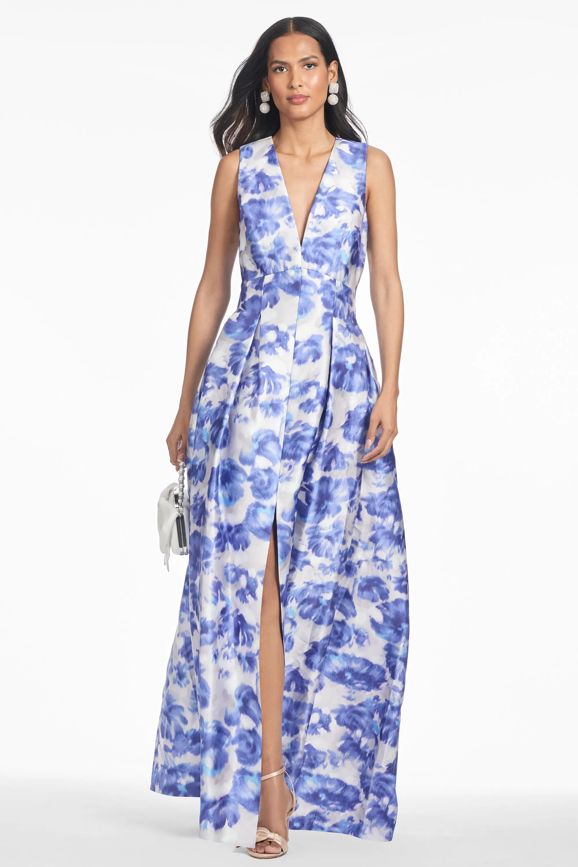 BROOKE GOWN - AZURE WATERCOLOR FLORAL - FINAL SALE sold by Sachin + Babi product image thumbnail 4