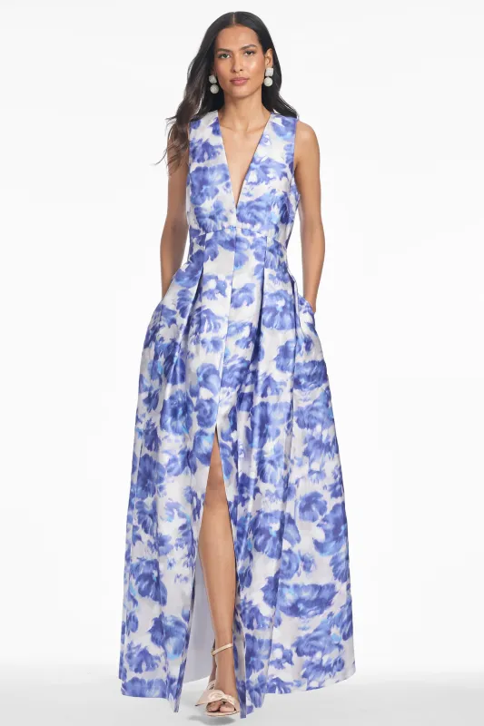 Brooke Gown - Azure Watercolor Floral - Final Sale sold by Sachin + Babi