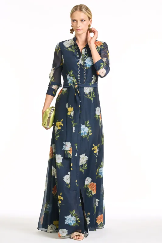 EMBELLISHED ADDISON GOWN - NAVY WILDLFOWERS made by Sachin + Babi
