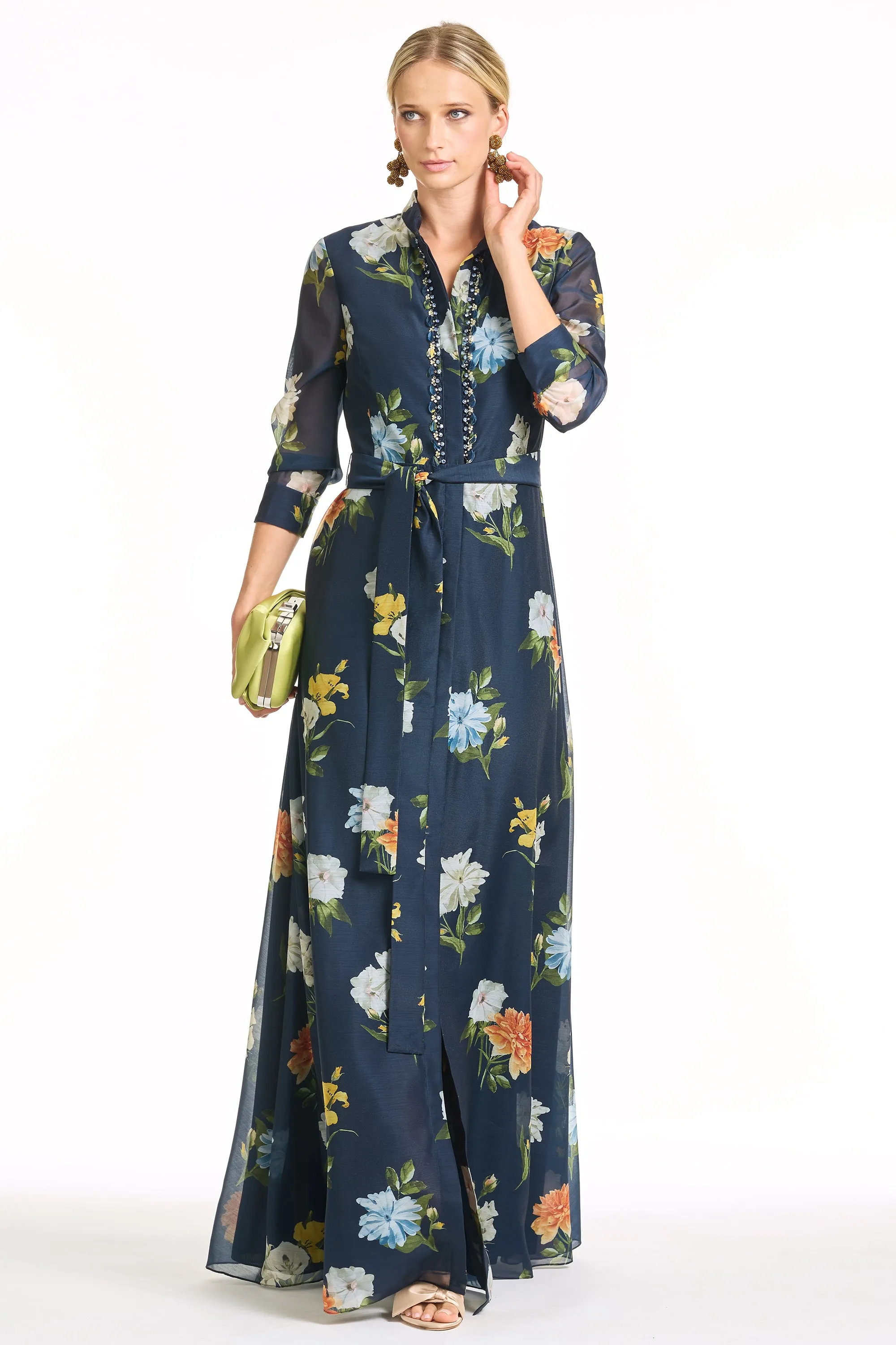 EMBELLISHED ADDISON GOWN - NAVY WILDLFOWERS sold by Sachin + Babi