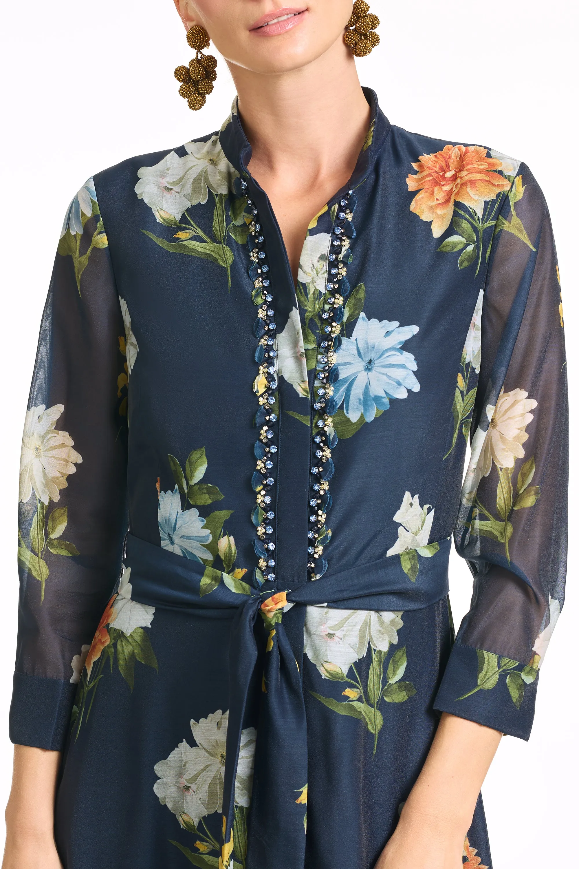 EMBELLISHED ADDISON GOWN - NAVY WILDLFOWERS sold by Sachin + Babi product image thumbnail 2
