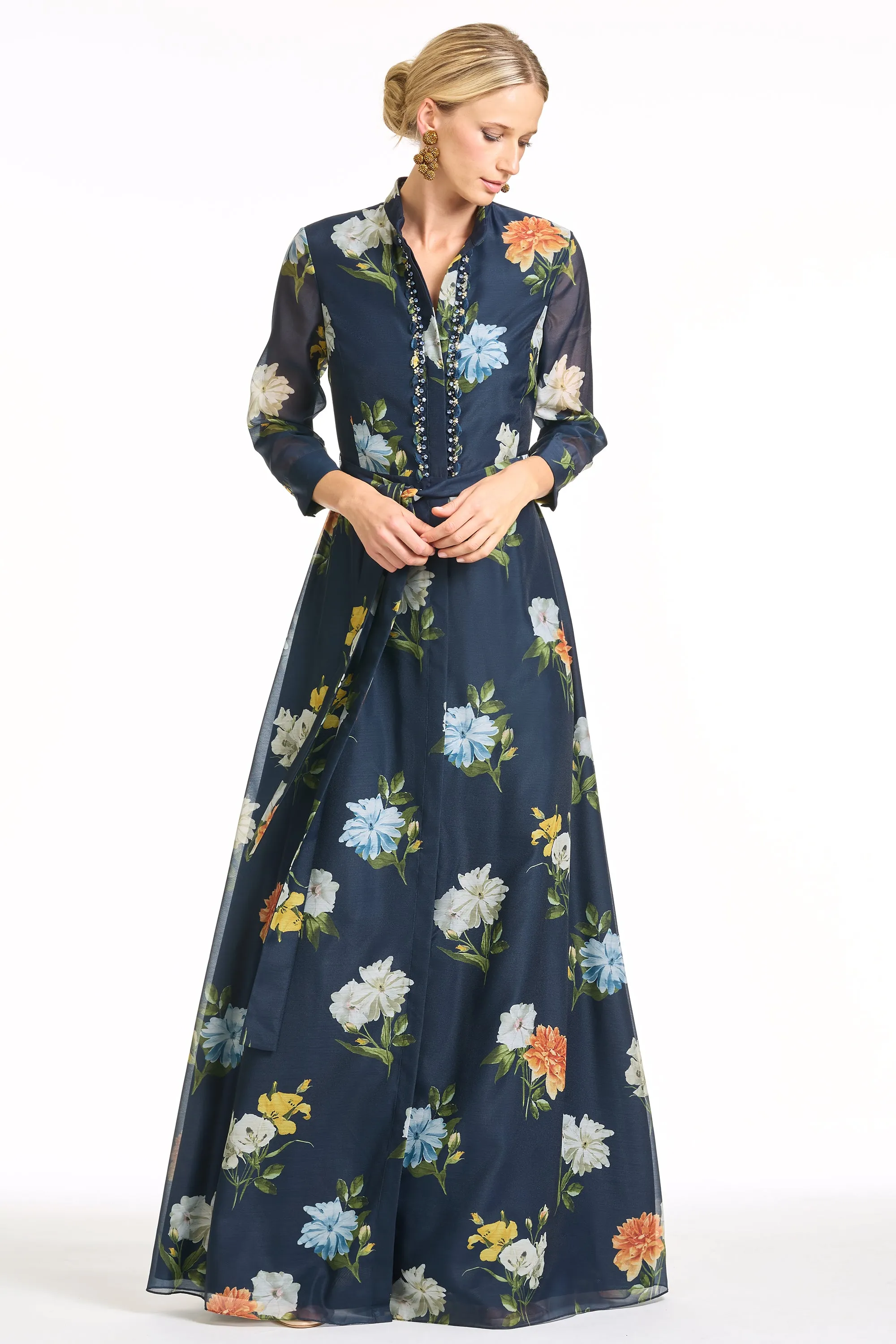 EMBELLISHED ADDISON GOWN - NAVY WILDLFOWERS sold by Sachin + Babi product image thumbnail 3