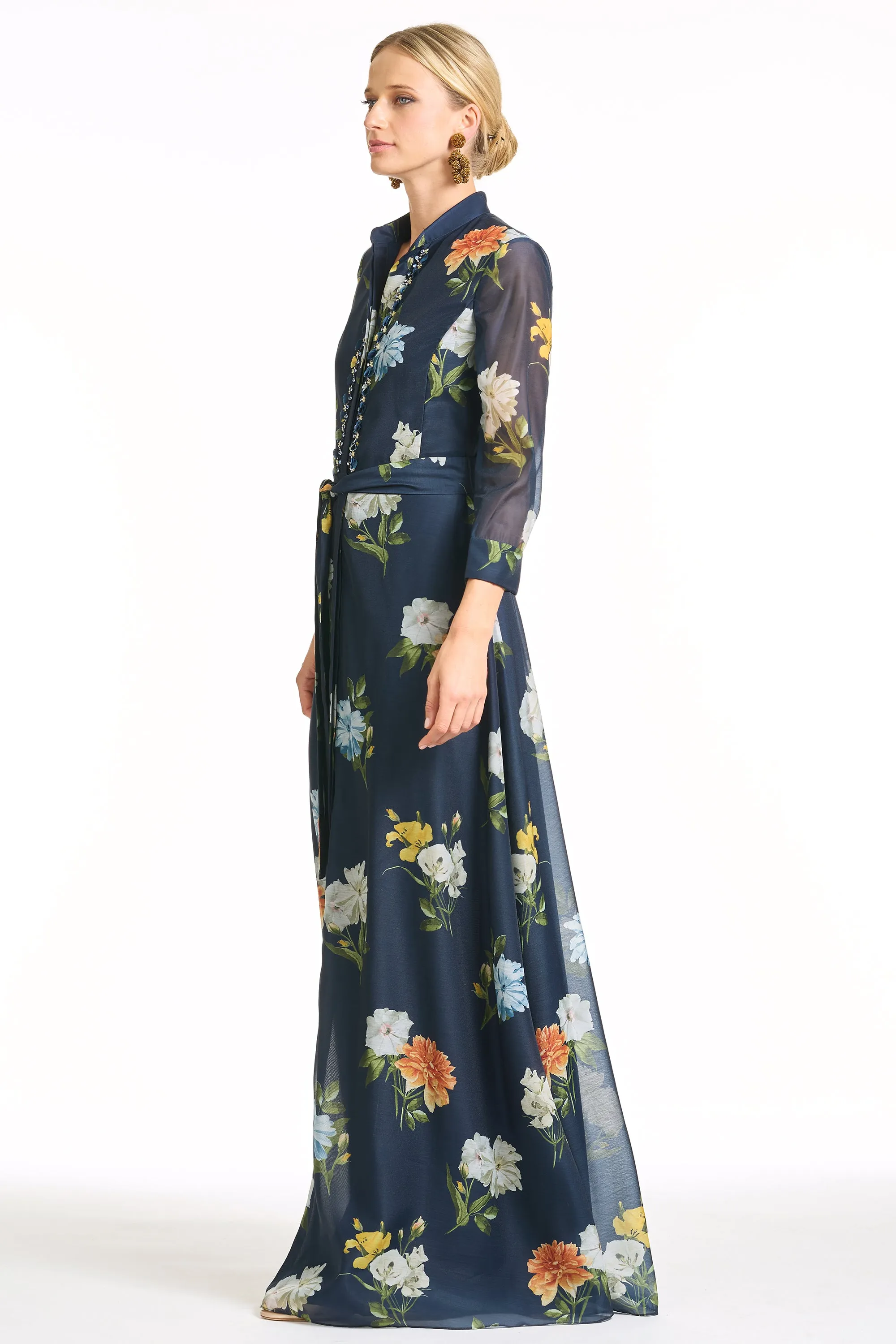EMBELLISHED ADDISON GOWN - NAVY WILDLFOWERS sold by Sachin + Babi product image thumbnail 4