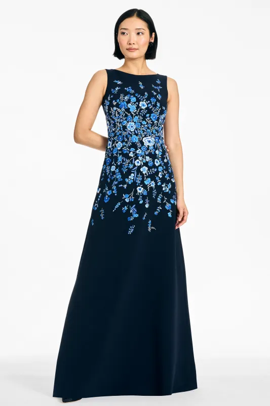 EMBROIDERED RAZIA GOWN - DARK MIDNIGHT made by Sachin + Babi