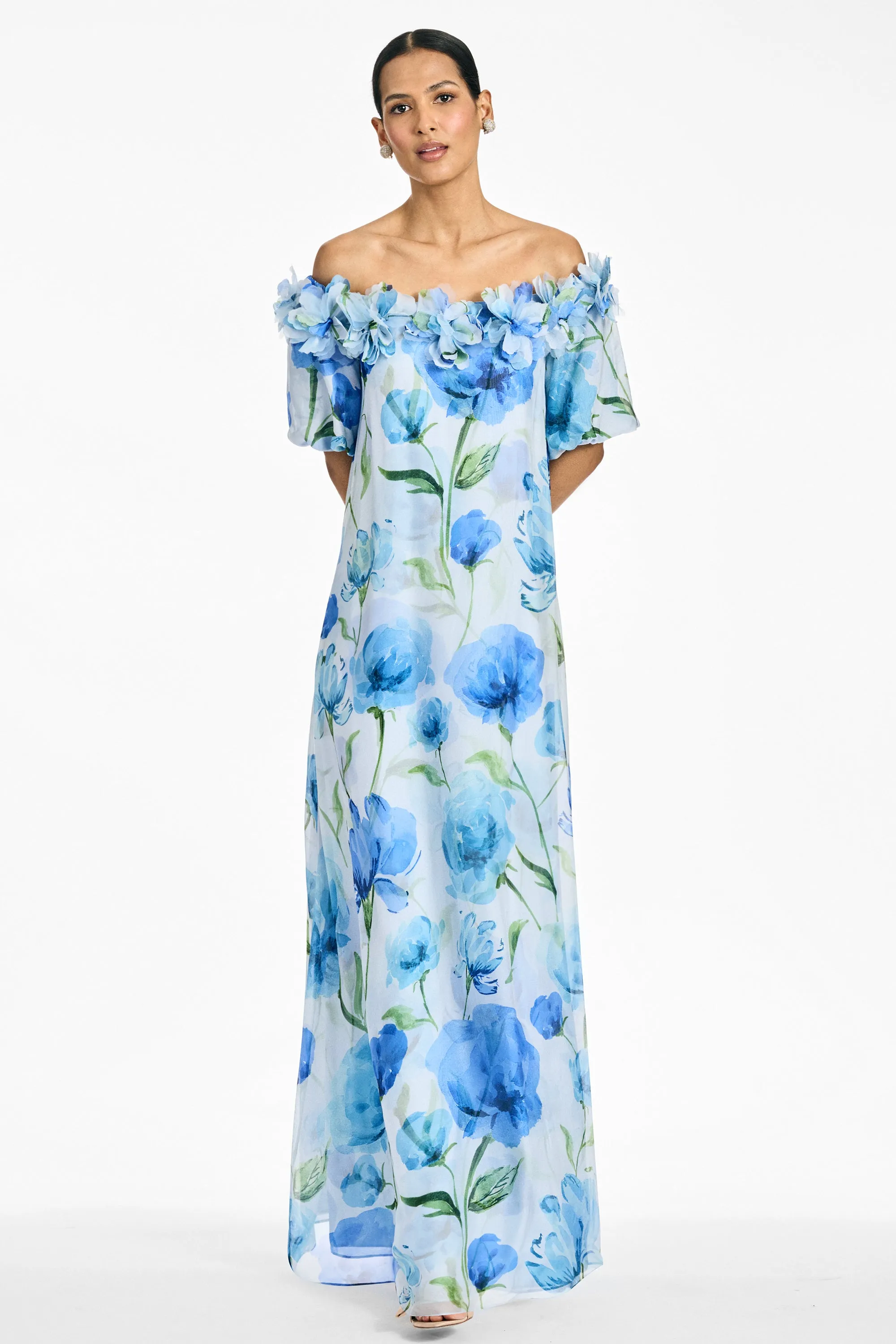 VALENTINA GOWN - GRANDE SAPPHIRE POPPIES sold by Sachin + Babi product image thumbnail 5