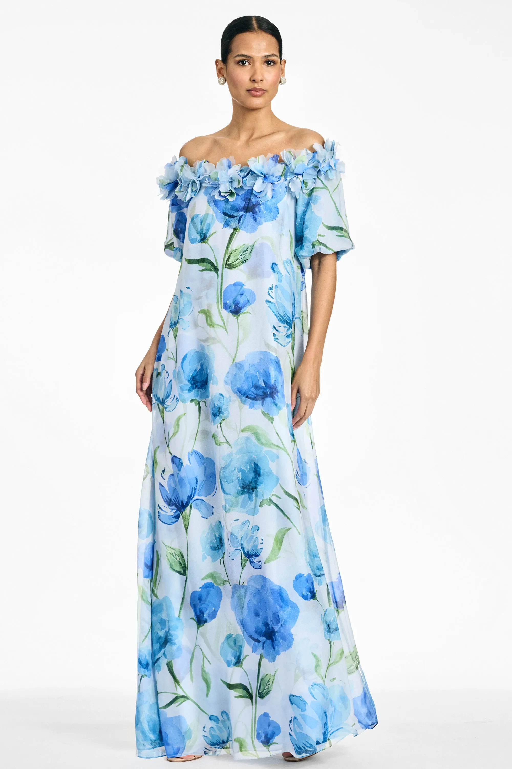 VALENTINA GOWN - GRANDE SAPPHIRE POPPIES sold by Sachin + Babi
