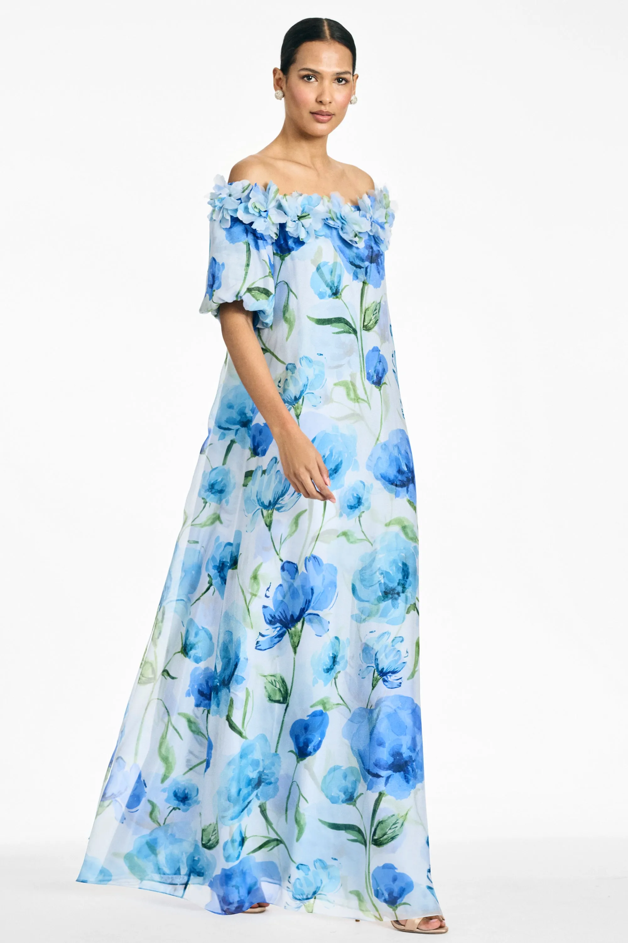 VALENTINA GOWN - GRANDE SAPPHIRE POPPIES sold by Sachin + Babi product image thumbnail 2