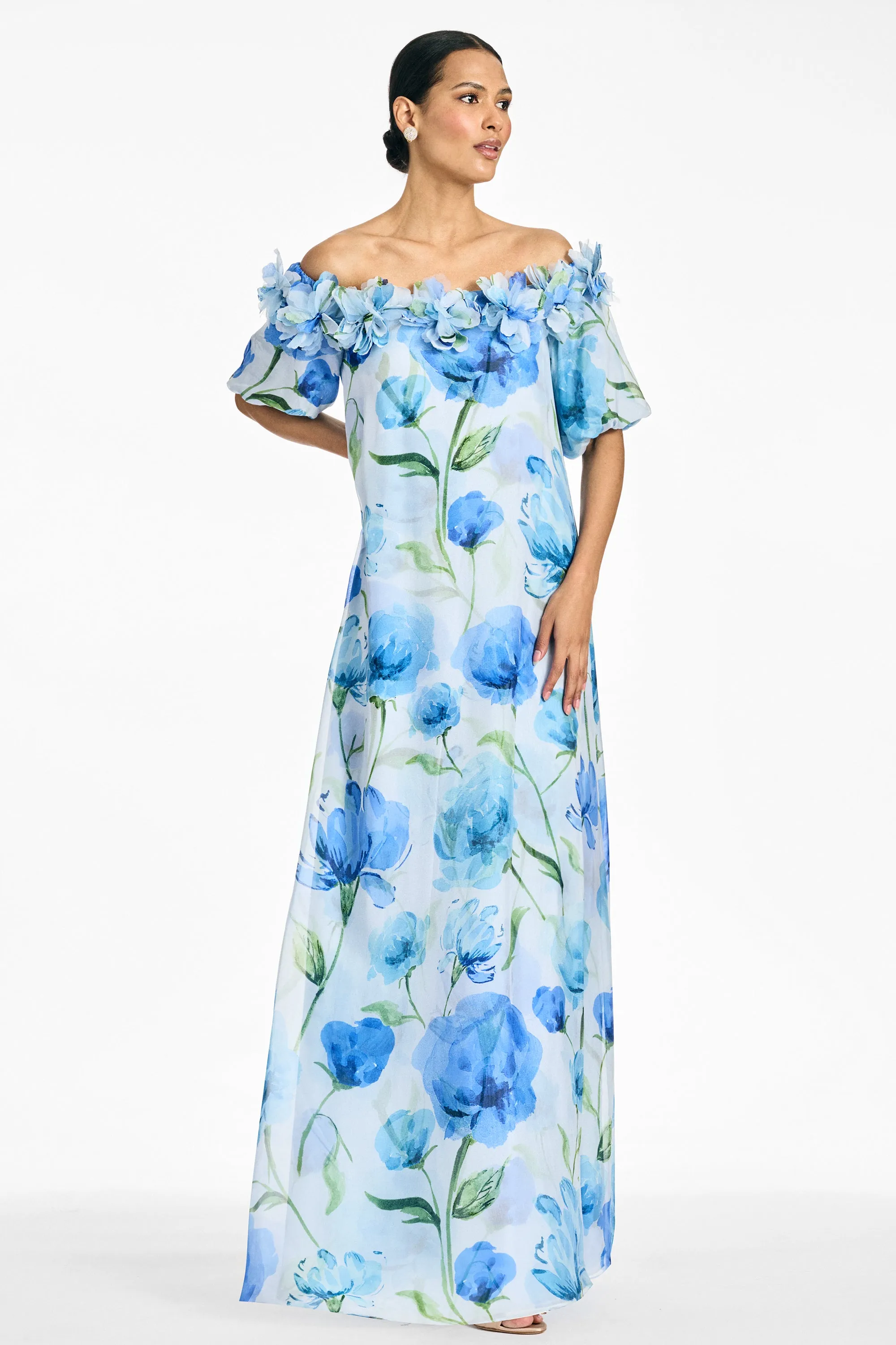 VALENTINA GOWN - GRANDE SAPPHIRE POPPIES sold by Sachin + Babi product image thumbnail 4