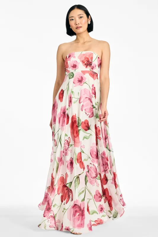 EMBELLISHED AMES GOWN - GRANDE WATERCOLOR POPPIES made by Sachin + Babi