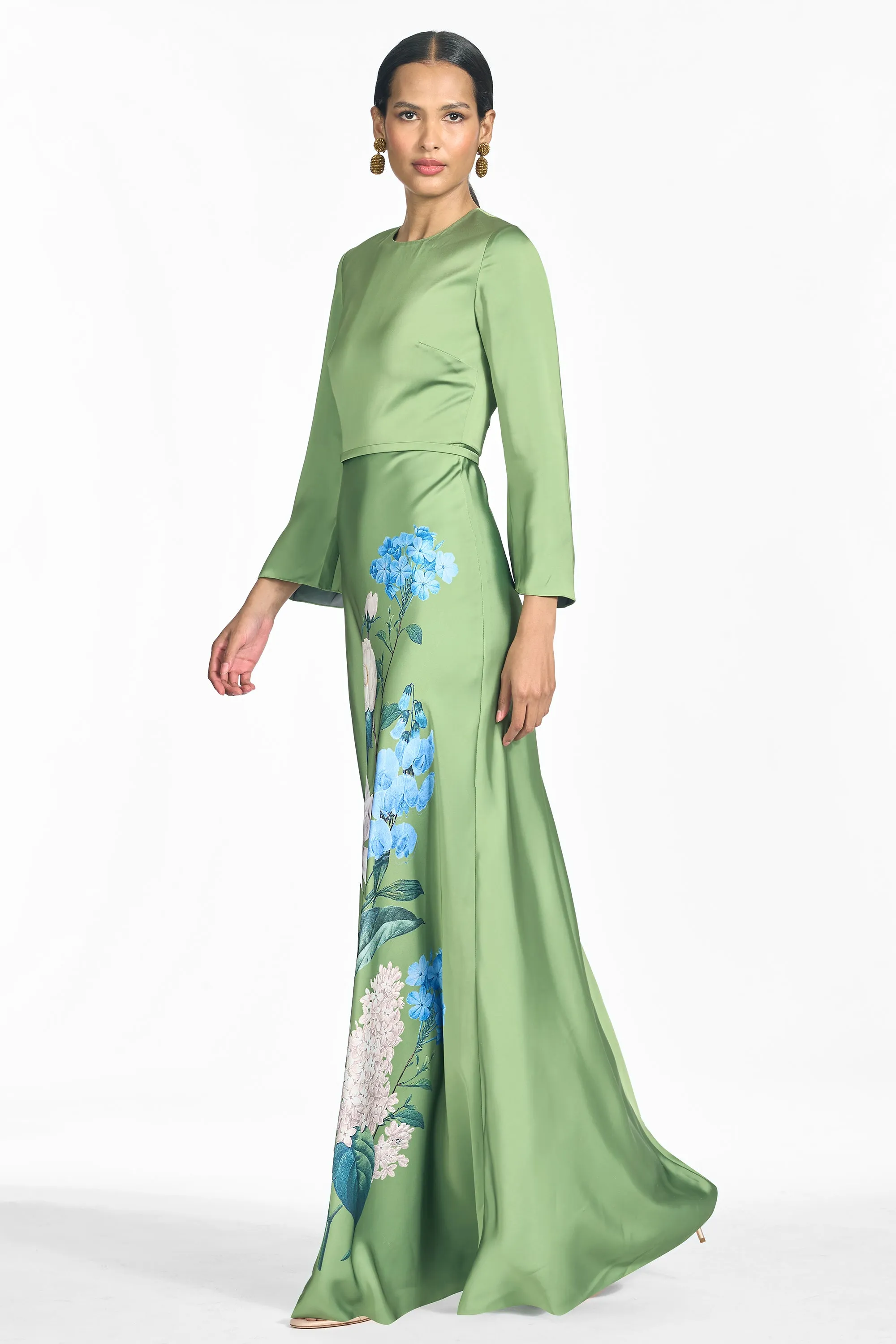 ALEX GREEN FLORAL CREPE SATIN A-LINE GOWN sold by Sachin + Babi product image thumbnail 4