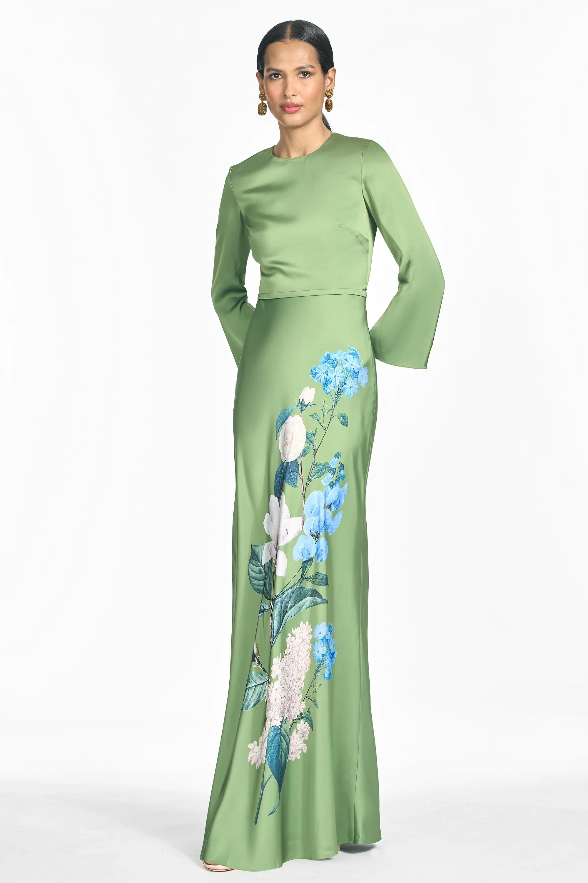 ALEX GREEN FLORAL CREPE SATIN A-LINE GOWN sold by Sachin + Babi product image thumbnail 2