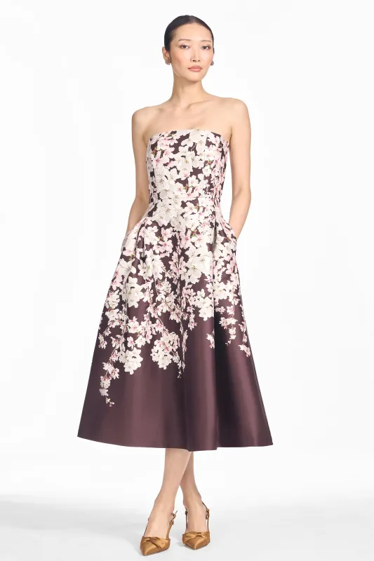 SHAY BROWN FLORAL MIKADO FIT AND FLARE DRESS made by Sachin + Babi