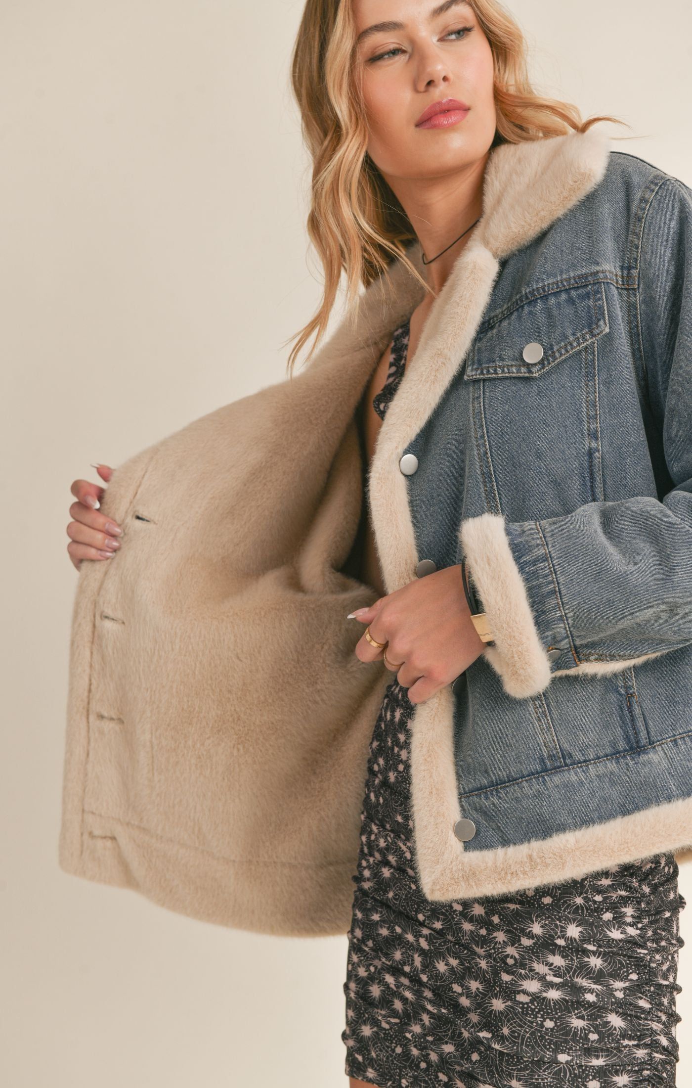 Zee Faux Fur Denim Jacket sold by Sadie & Sage product image thumbnail 3