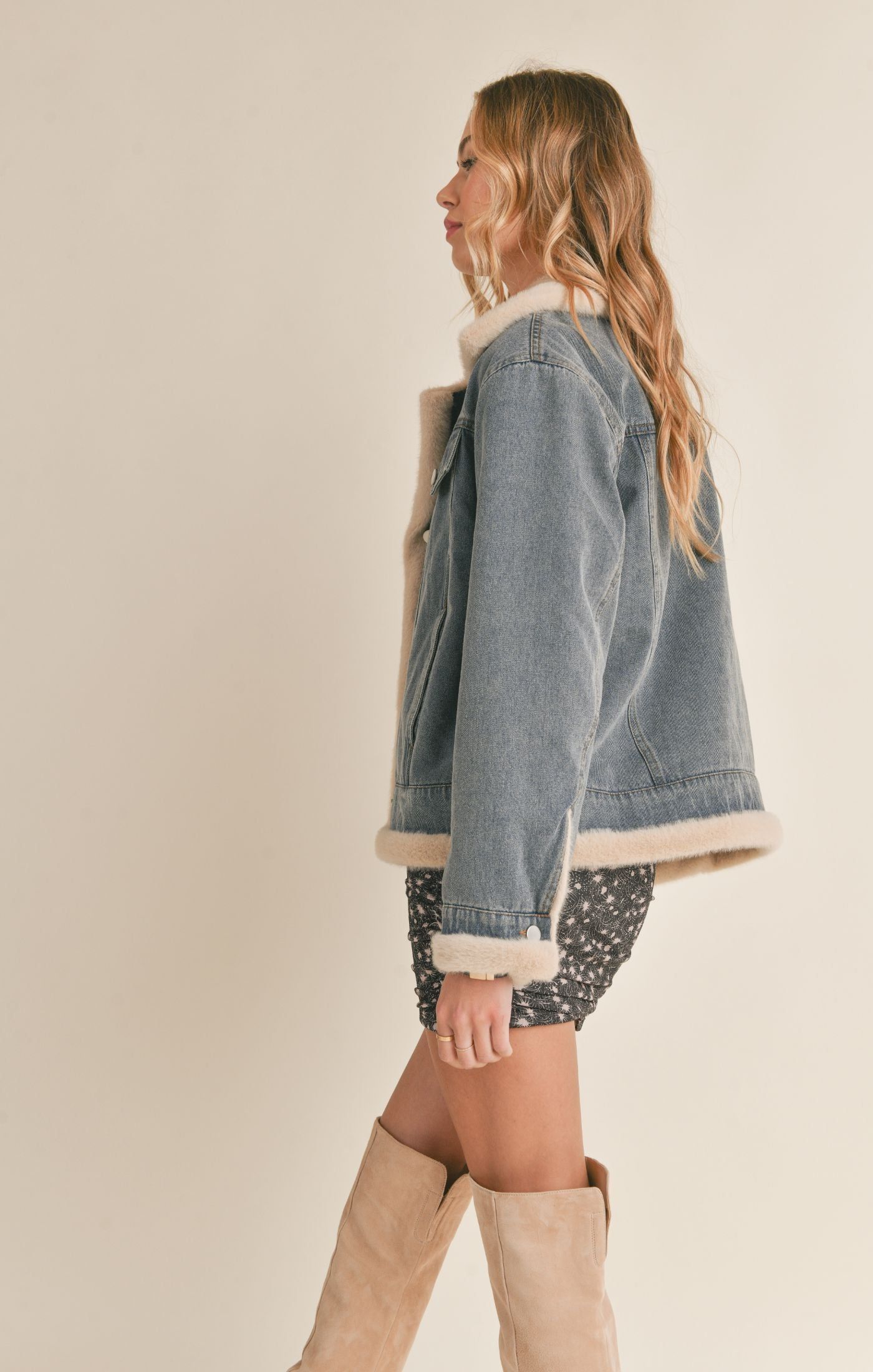Zee Faux Fur Denim Jacket sold by Sadie & Sage product image thumbnail 2