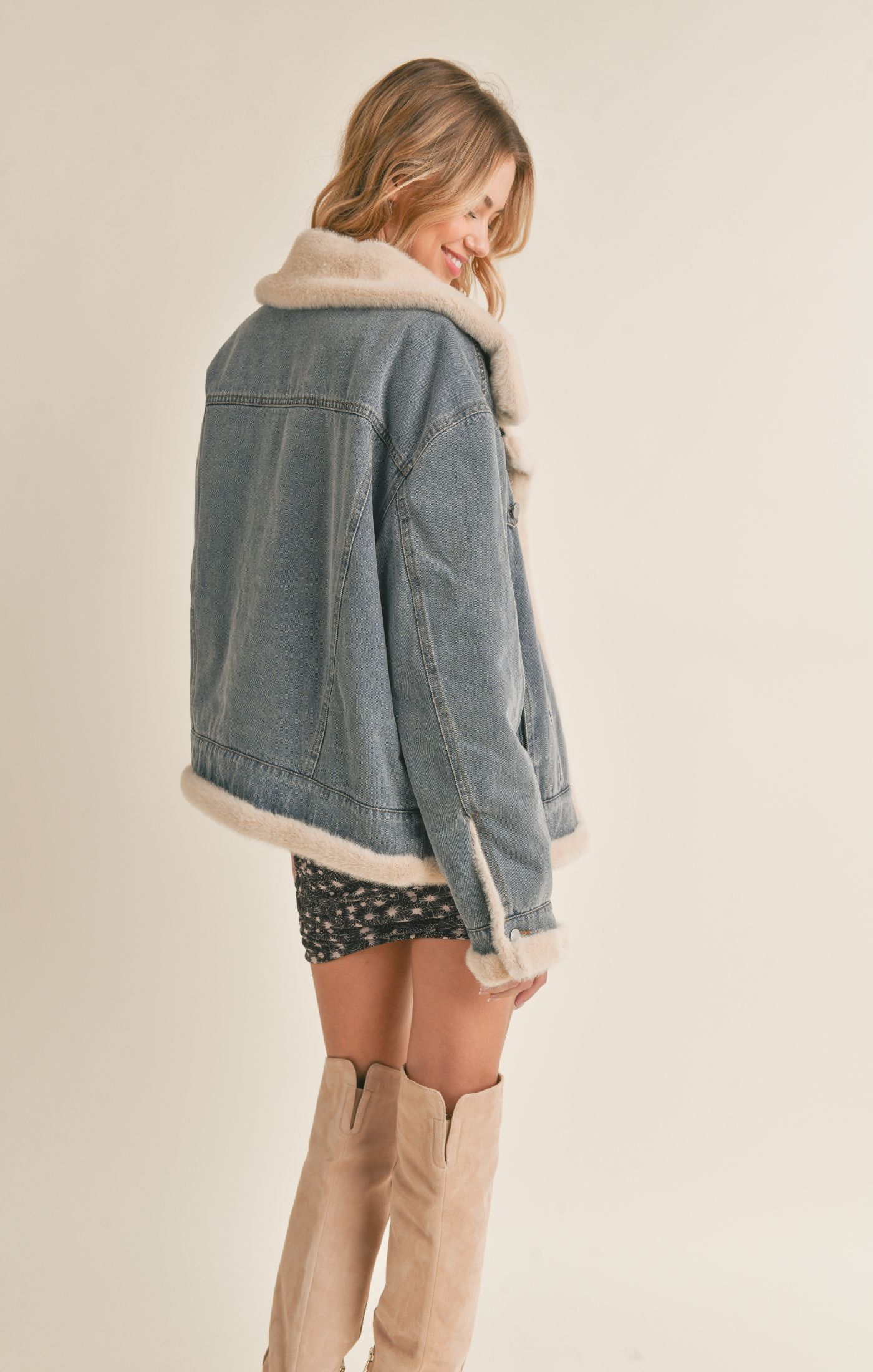 Zee Faux Fur Denim Jacket sold by Sadie & Sage product image thumbnail 4