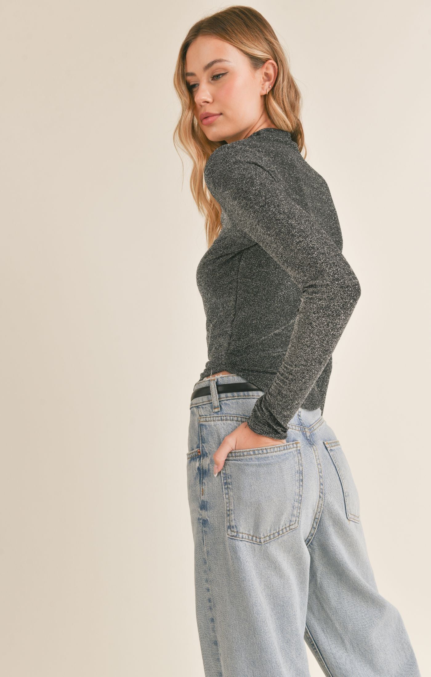 Shimmer In The Light Mockneck Top sold by Sadie & Sage product image thumbnail 2