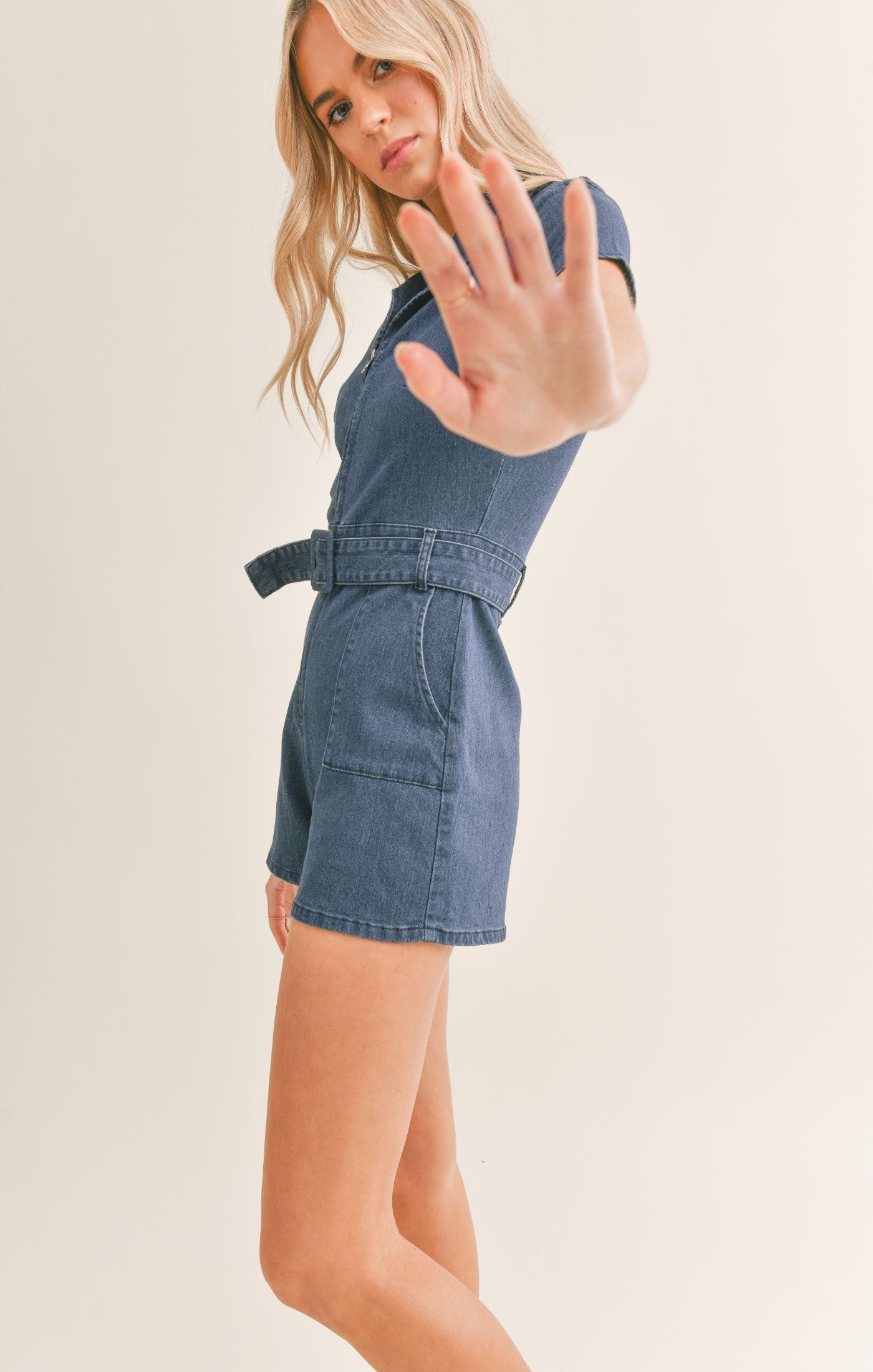 Jessica Denim Romper sold by Sadie & Sage product image thumbnail 4