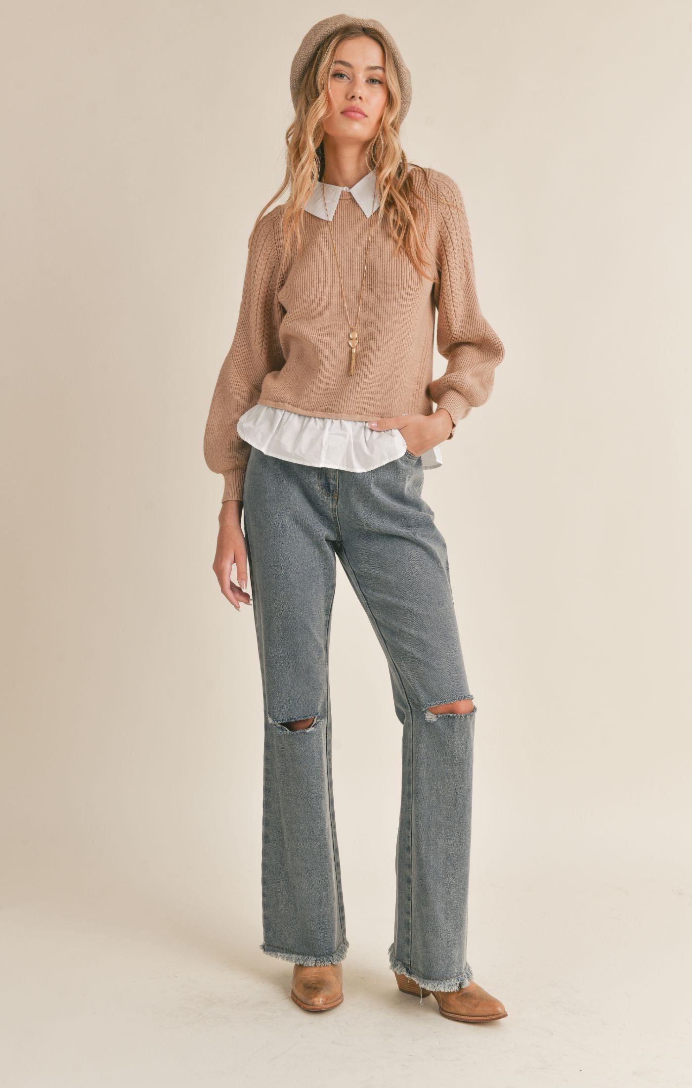 Wednesday Layered Sweater sold by Sadie & Sage