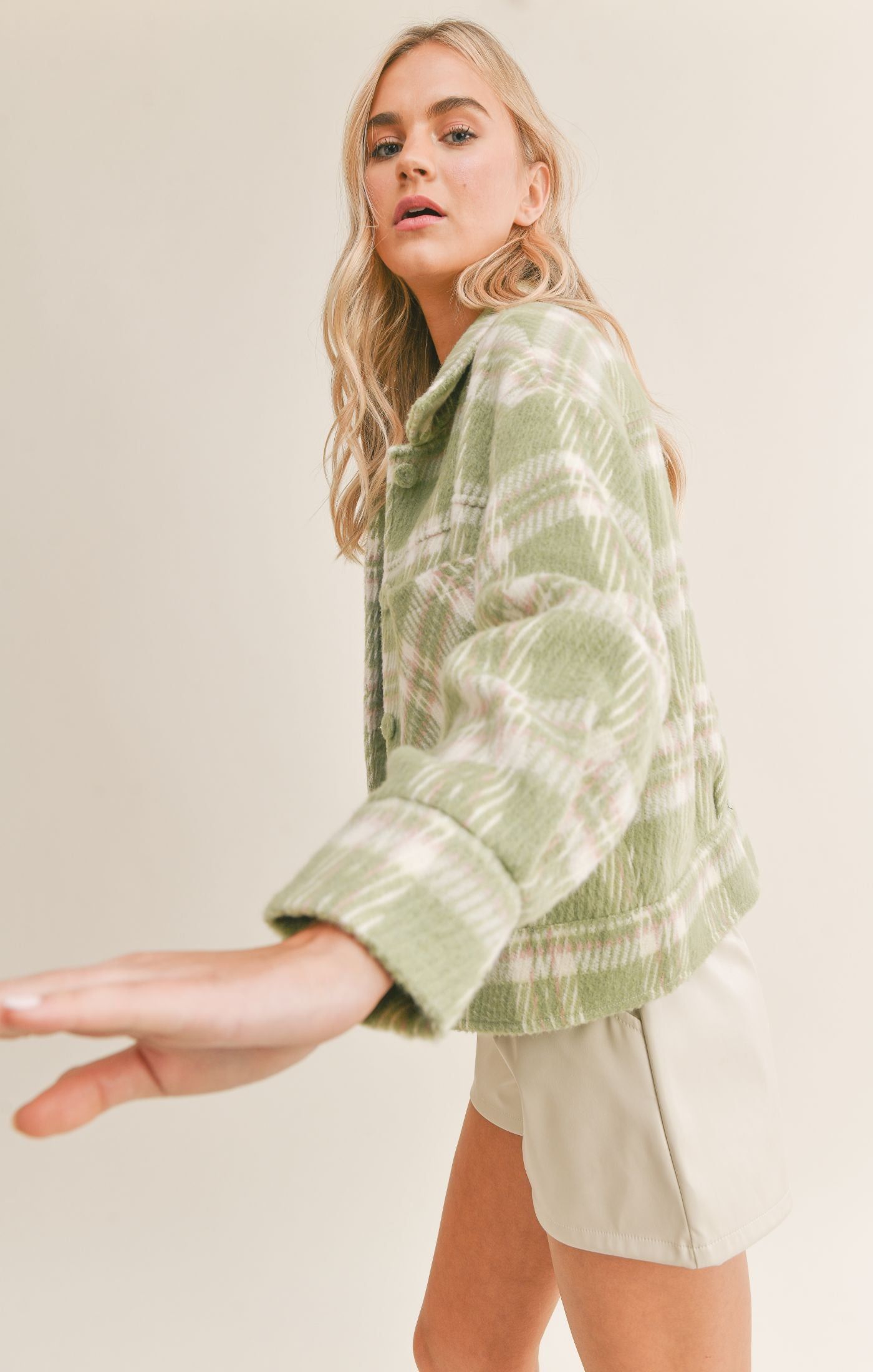 Hot Matcha Plaid Jacket sold by Sadie & Sage product image thumbnail 2
