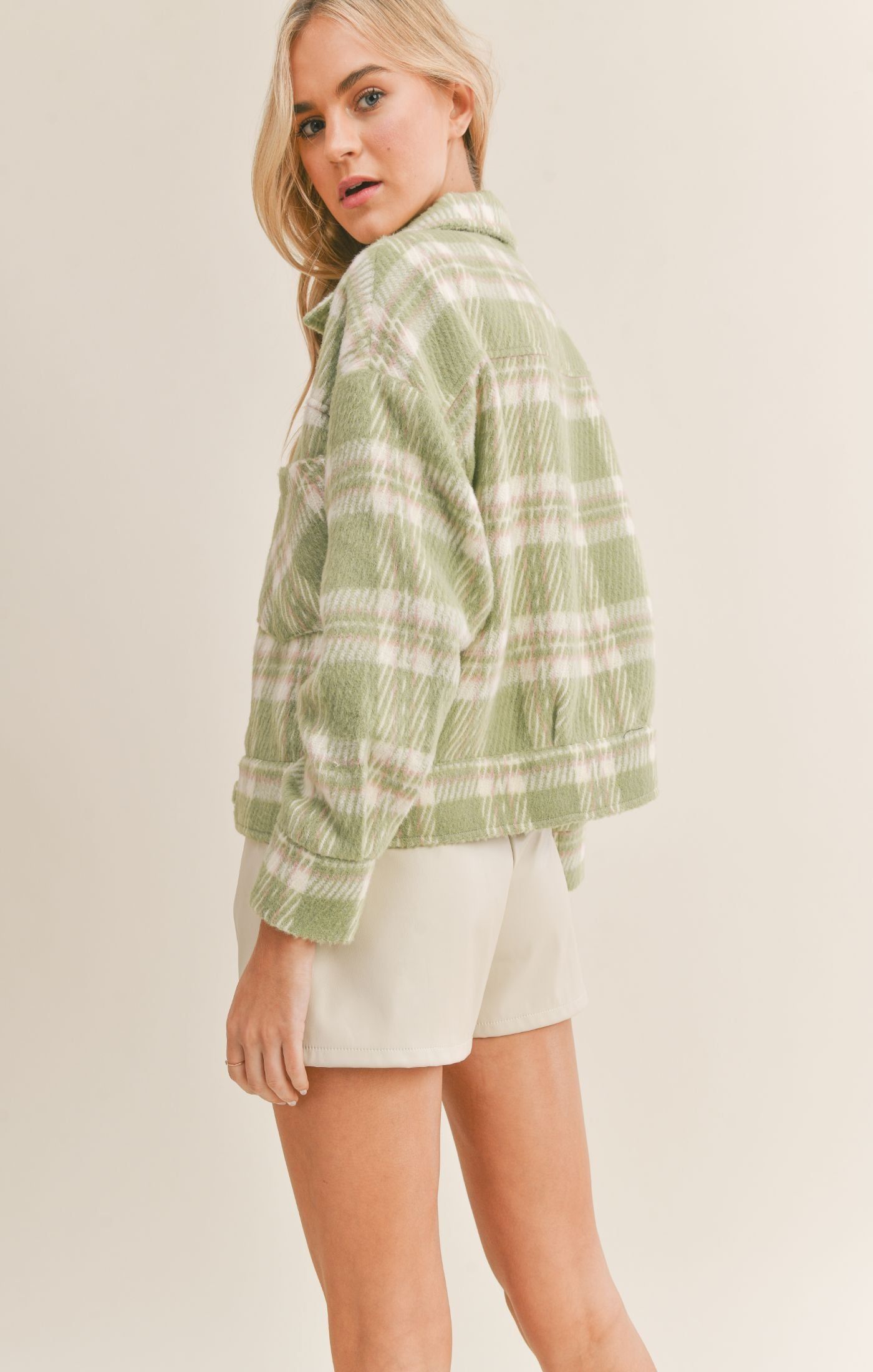 Hot Matcha Plaid Jacket sold by Sadie & Sage product image thumbnail 4