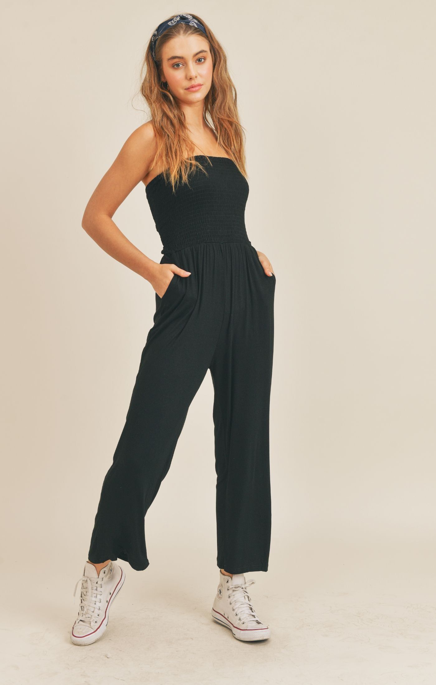 Late Lesiure Jumpsuit sold by Sadie & Sage