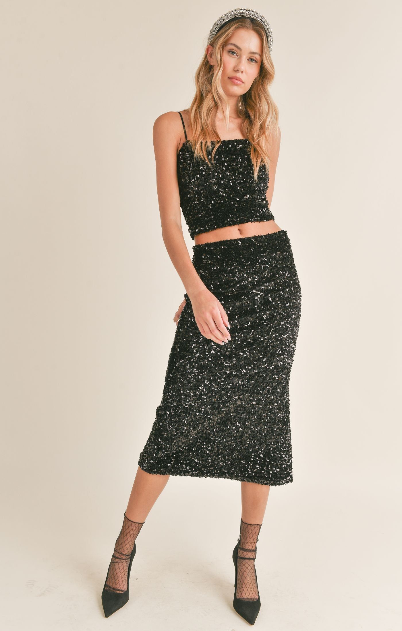 Illuminate Sequined Cropped Top sold by Sadie & Sage product image thumbnail 4