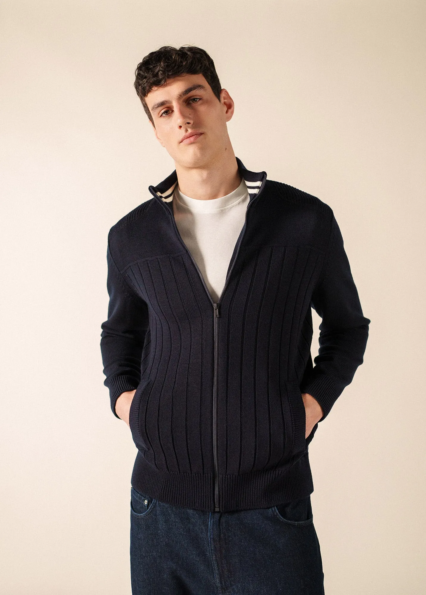 Gilet Calypso Réédit (NAVY/BLANC) sold by Saint James product image thumbnail 2