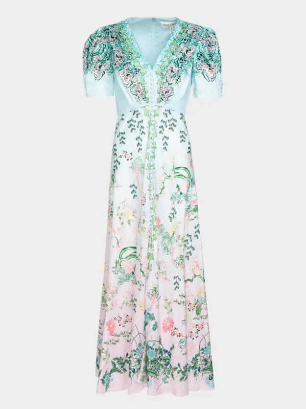 Lea Long Dress in Willow Garden sold by SALONI