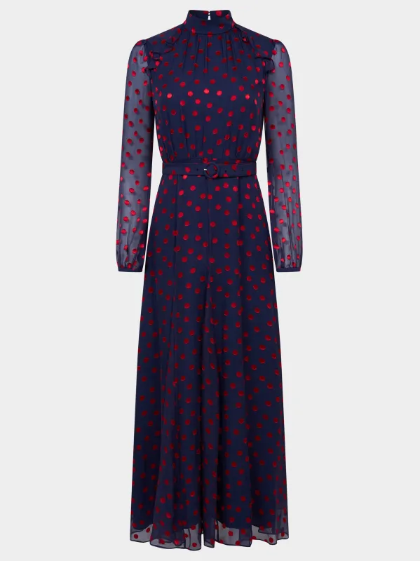 Jacqui B Dress in Navy Bright Rouge sold by SALONI