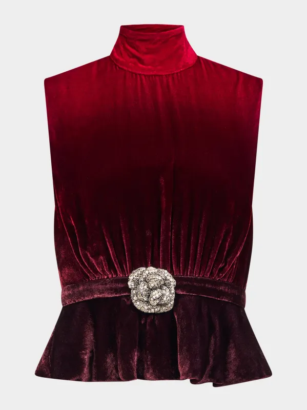 Fleur Velvet Top in Ombre Rouge sold by SALONI