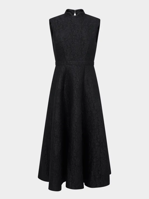 Flora Dress in Noir Rose sold by SALONI