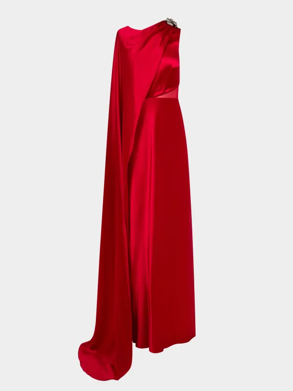 Phoenix Long Dress in Scarlet Crystalrose made by SALONI