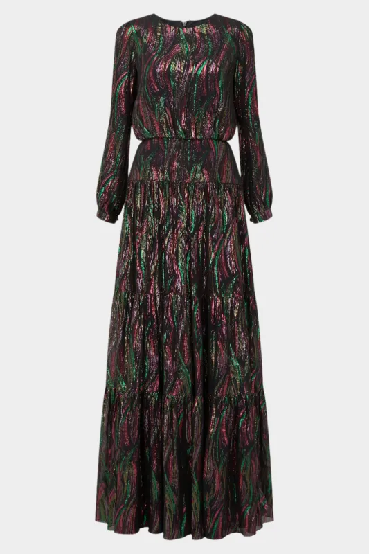 Isabel Long Dress in Metallic Rainbow made by SALONI