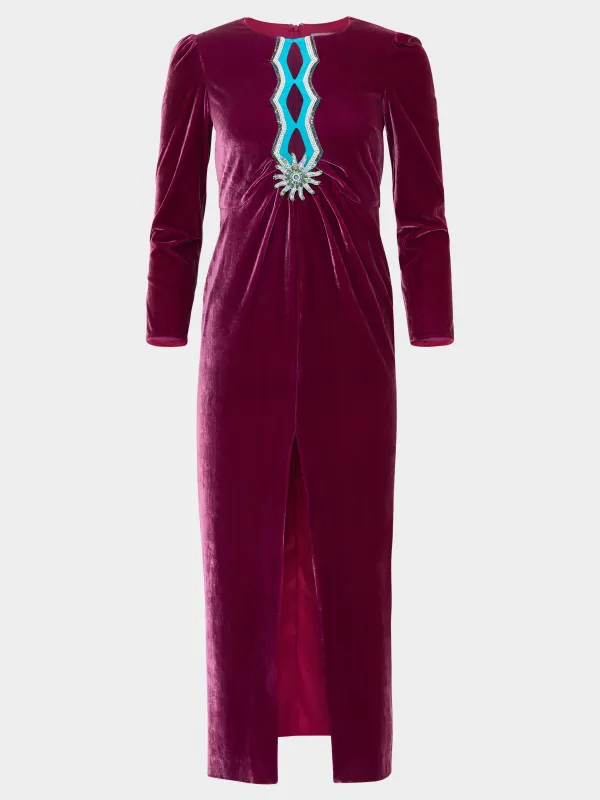 Jinx C Dress in Azalea Teal Embroidery made by SALONI