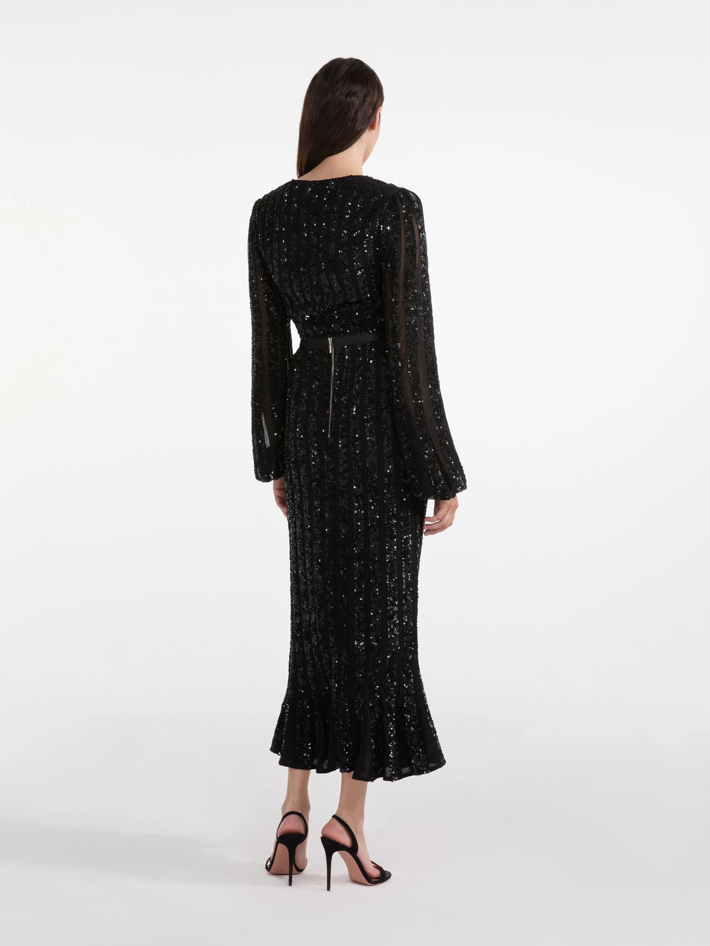 Camille Crop Top in Black Sequin Embroidery sold by SALONI product image thumbnail 4