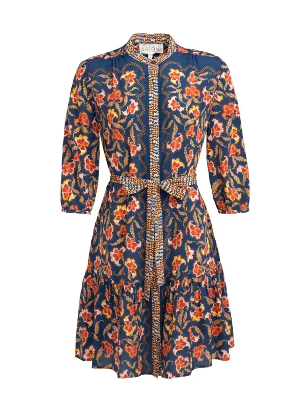 Tyra Dress in Navy Aphrodite sold by SALONI