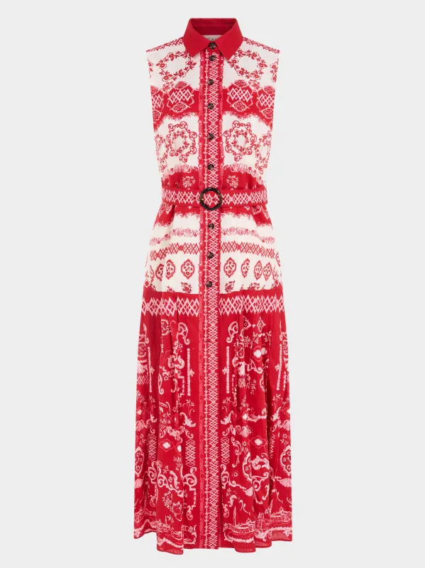 Nya Dress in Vermilion Riviera sold by SALONI