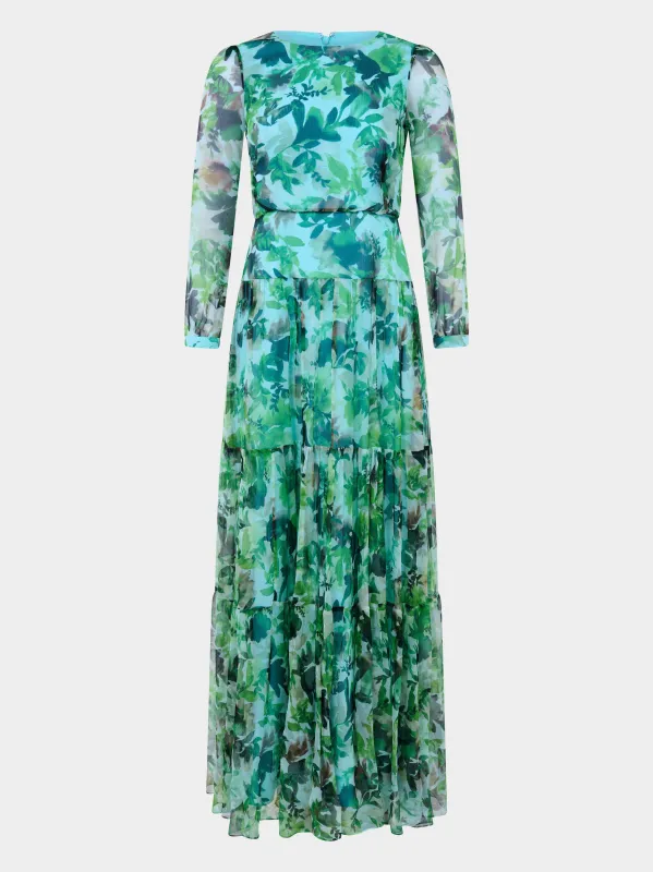 Isabel Long Dress Watercolour Garden sold by SALONI