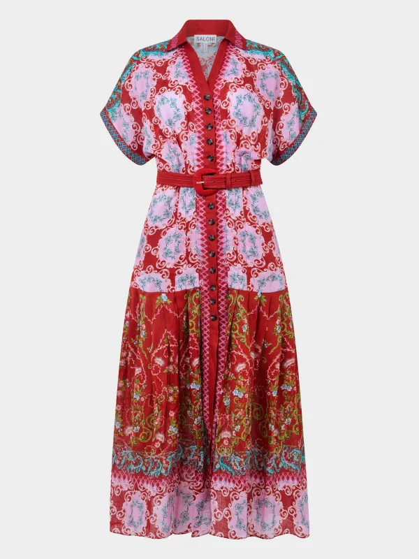 Riya B Dress in Cicchetti Coral sold by SALONI